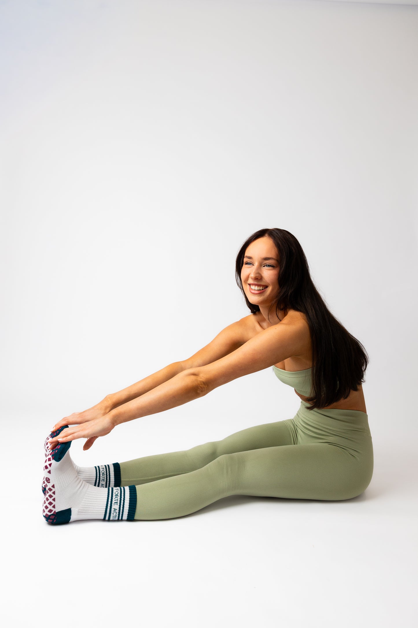 Teal Stripe Grip Sock