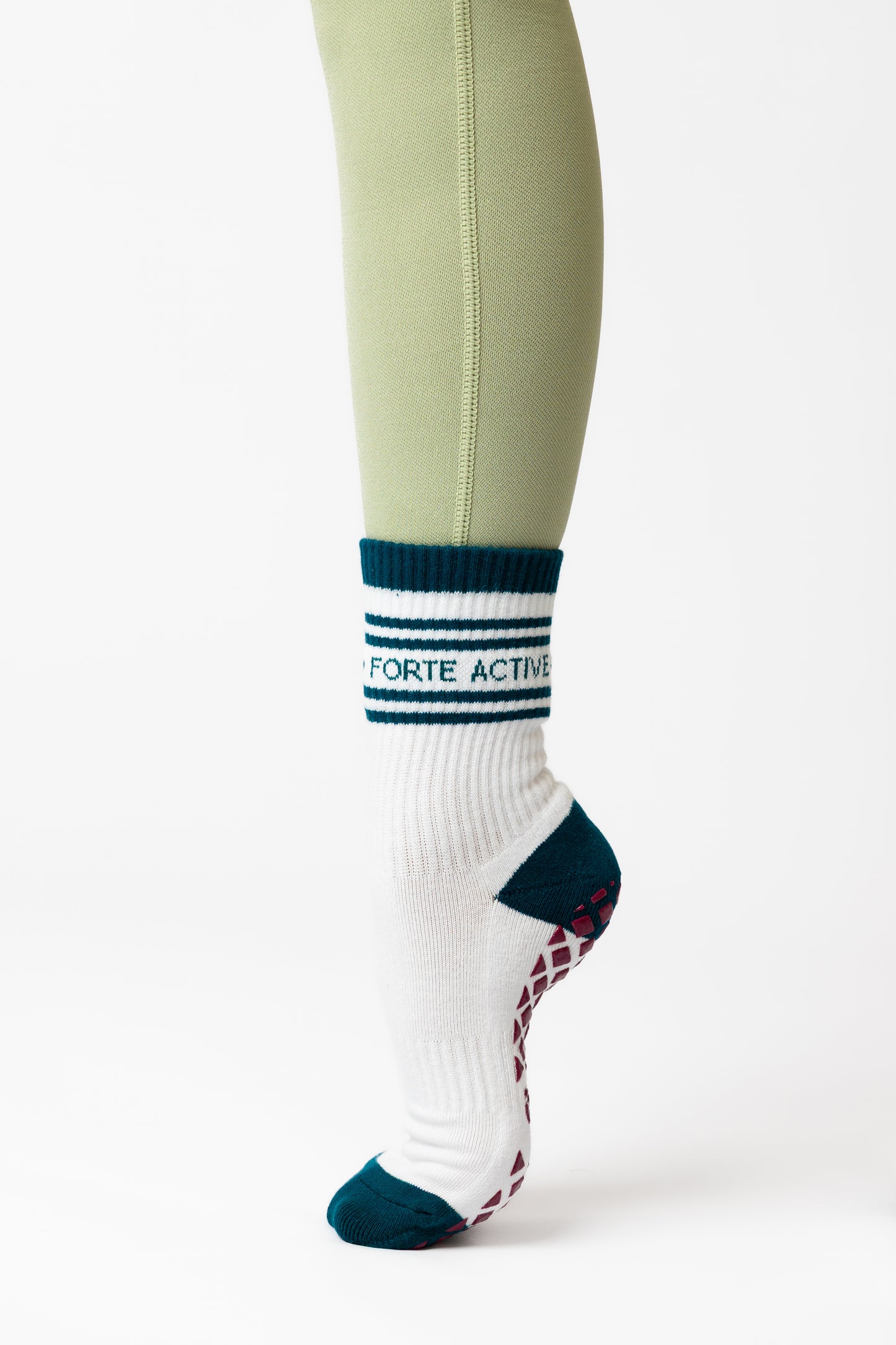 Teal Stripe Grip Sock