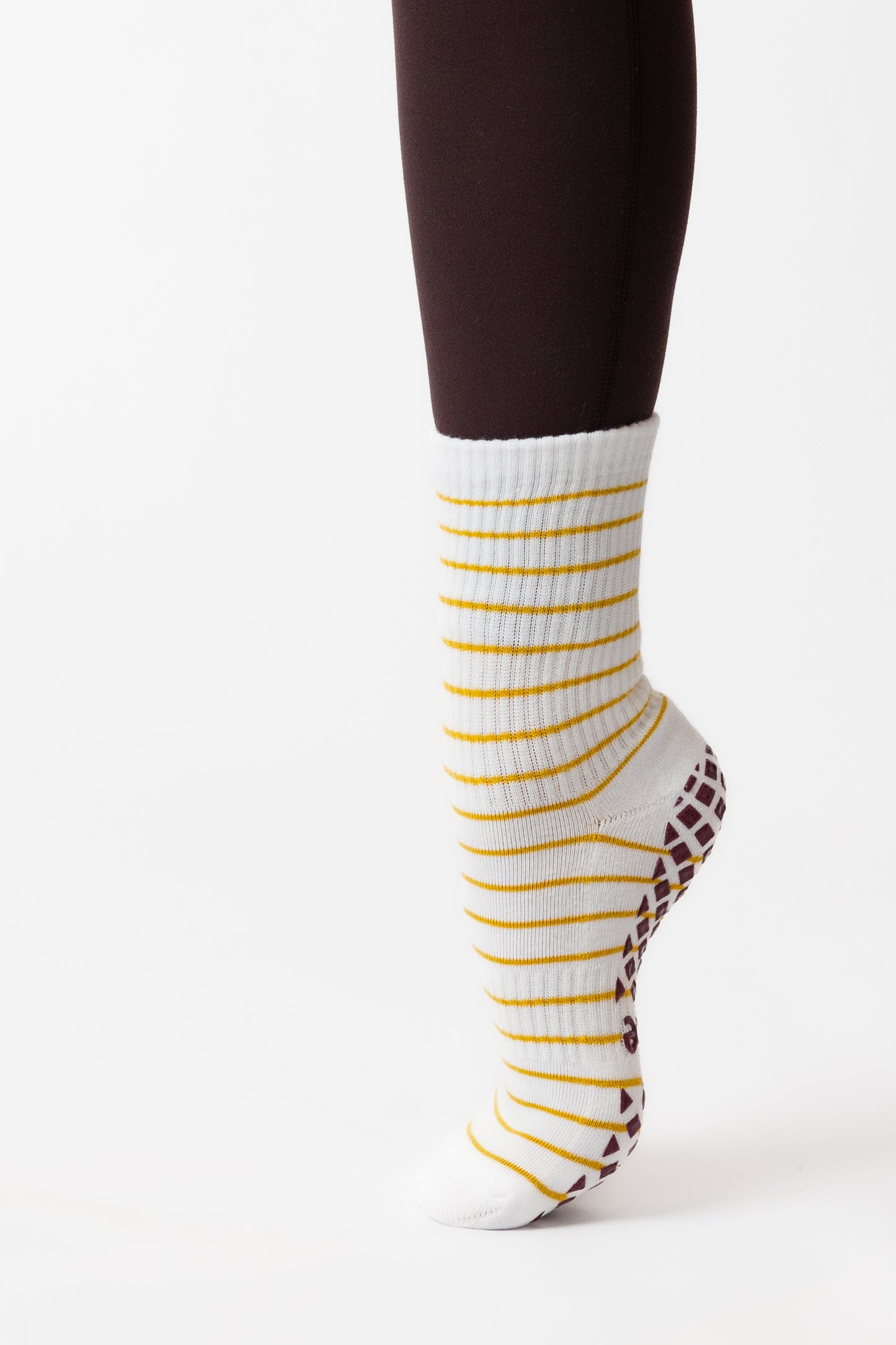 Latte Stripe Grip Sock