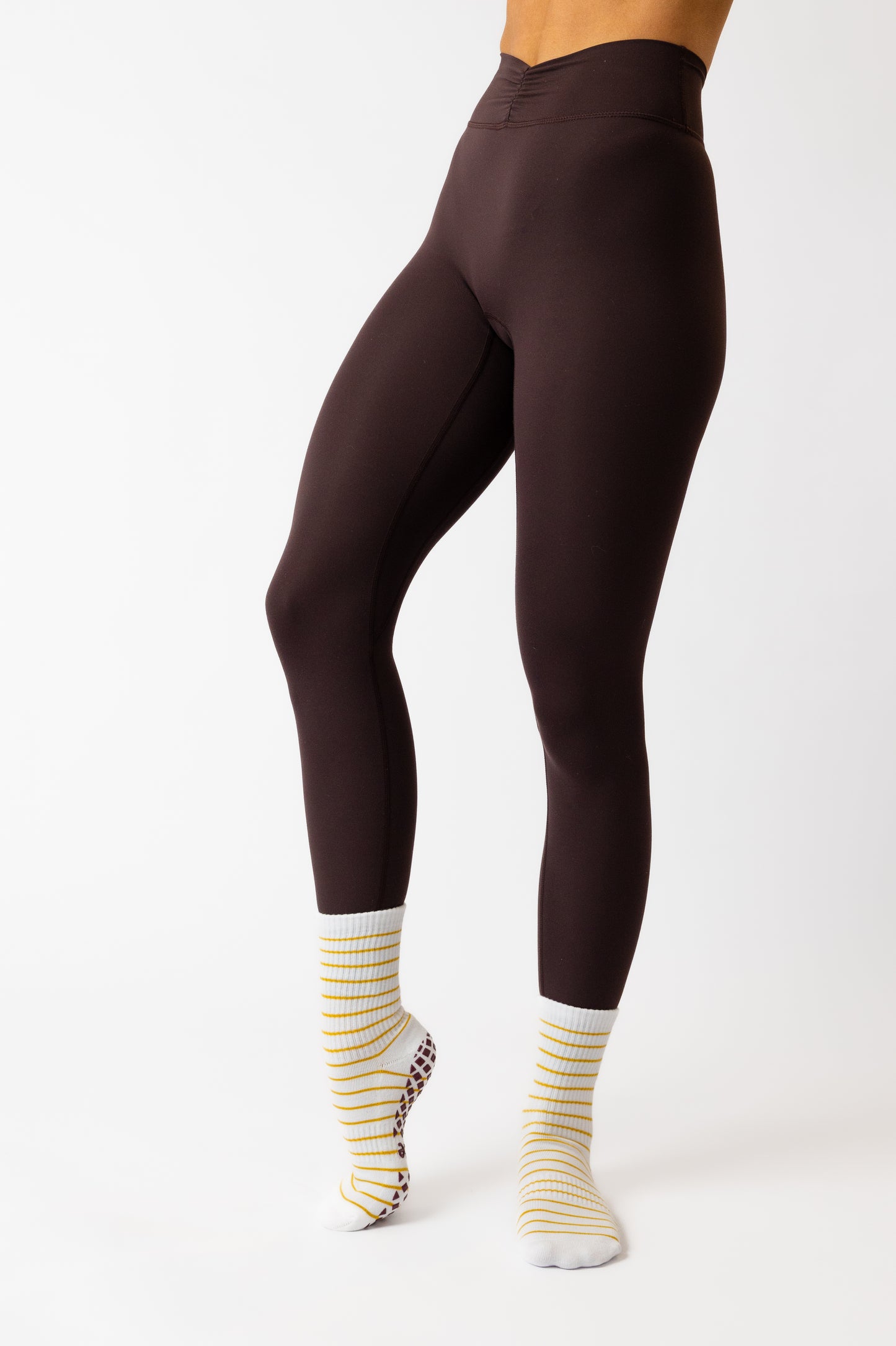 Latte Stripe Grip Sock