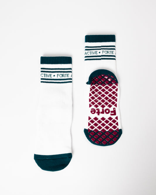 Teal Stripe Grip Sock